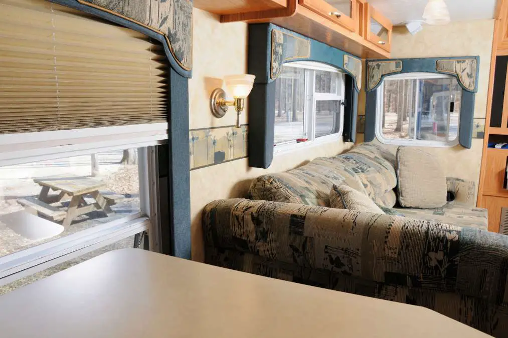 RV living room couch and accessories
